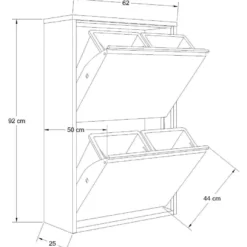 Jätteiden lajittelukaappi Linento Furniture Forto 4, 62x92cm
