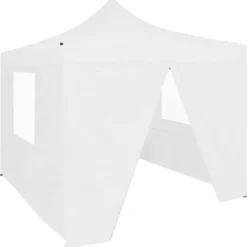 Juhlateltta kokoontaittuva, 4 sivuseinää, 2x2m, teräs, valkoinen