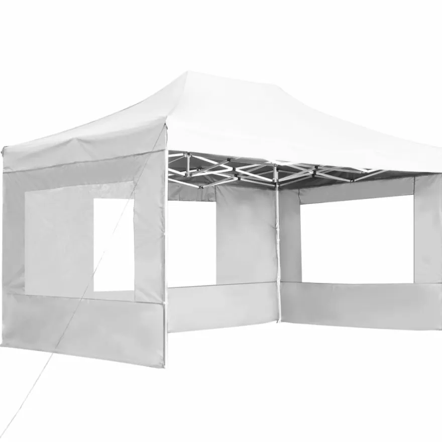 Juhlateltta kokoontaittuva seinillä, alumiini, 4.5x3m, valkoinen