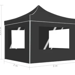 Juhlateltta kokoontaittuva seinillä alumiini 2x2 m antrasiitti (48932)