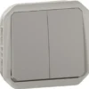 Kaksoismonitoimikytkin/-painikemekanismi Legrand Plexo 10 A IP55, harmaa