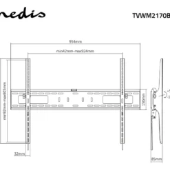 Kallistettava TV-seinäteline Nedis TVWM2170BK, 60-100