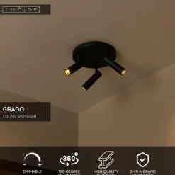Kattospotti Lucide Grado, Ø25cm, IP20, eri värejä