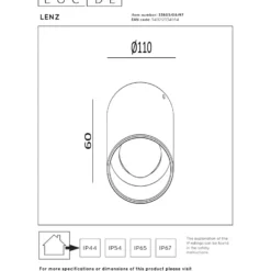 Kattospotti Lucide Lenz, Ø11cm, IP54, 8W, ruskea
