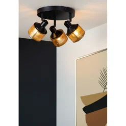 Kattospotti Lucide Rafa, Ø35cm, IP20, musta
