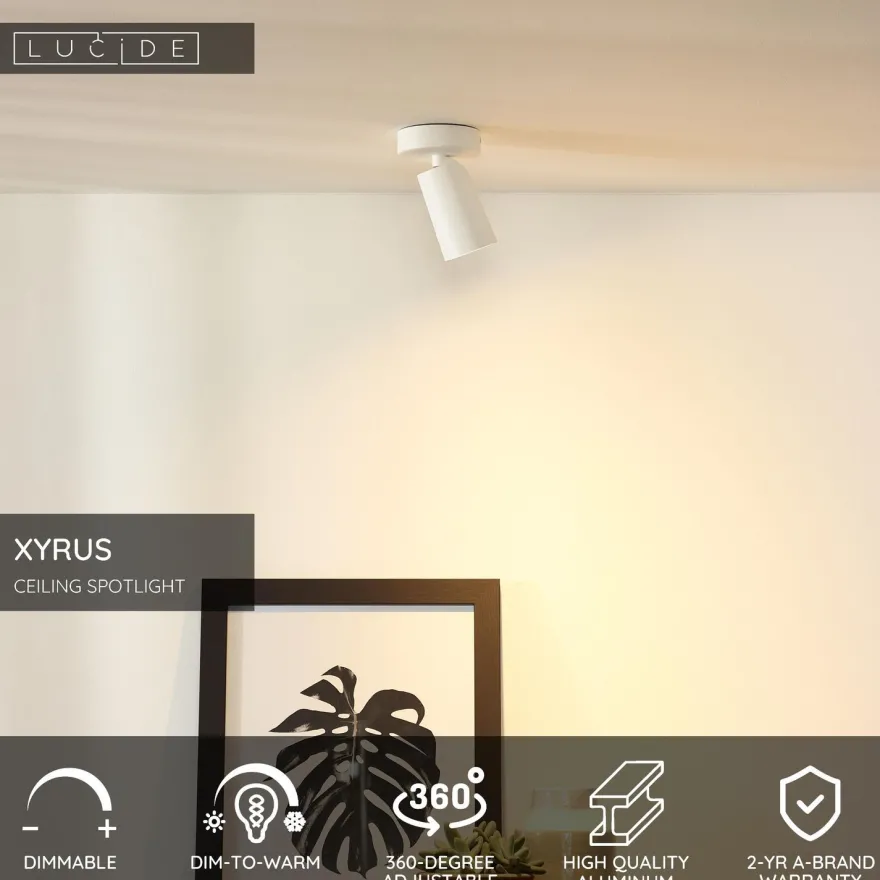 Kattospotti Lucide Xyrus, Ø9cm, IP20, 5W, eri värejä