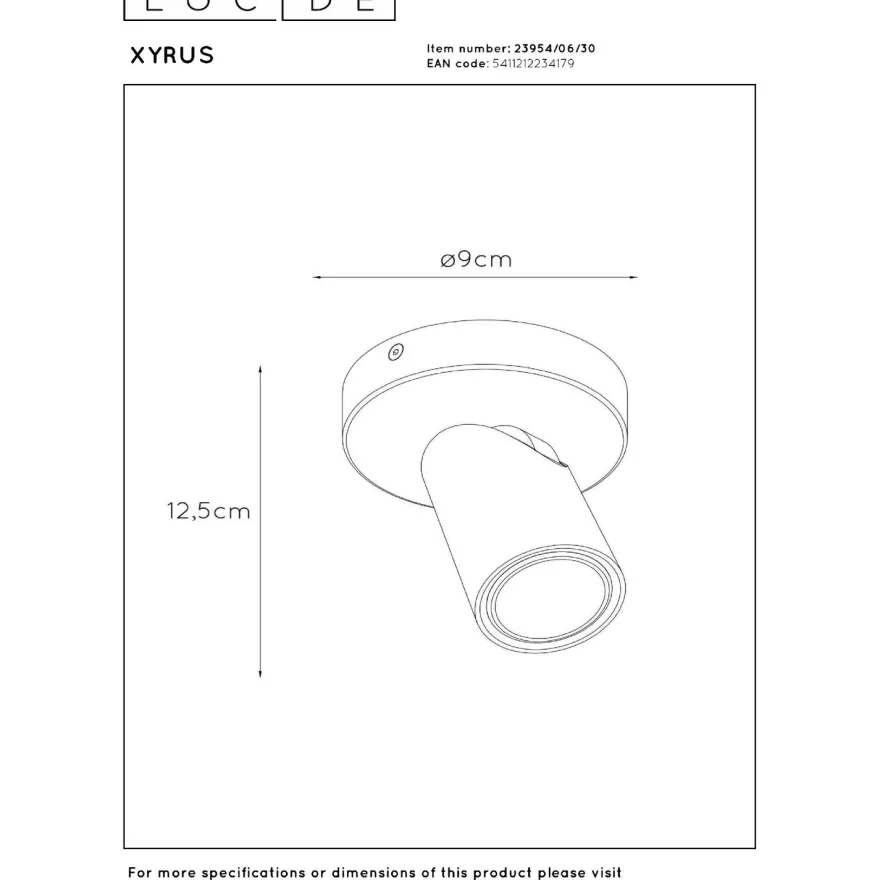 Kattospotti Lucide Xyrus, Ø9cm, IP20, 5W, eri värejä
