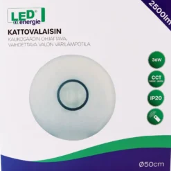Kattovalaisin Led Energie, IP20, 36W, 2500lm, CCT, kaukosäädin, Ø500mm