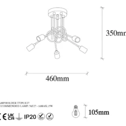 Kattovalaisin Linento Lighting Viraj, 5-osainen, musta/pronssi