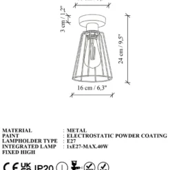 Kattovalaisin Linento Lighting Koniktel musta