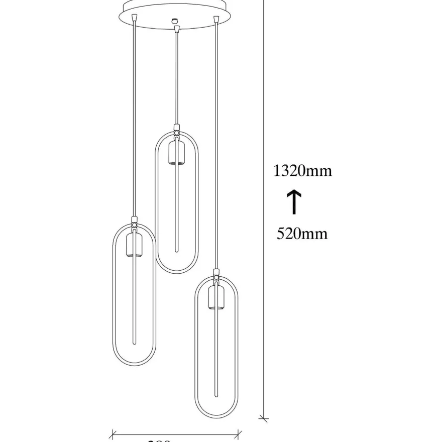 Kattovalaisin Linento Lighting Cerco, 3-osainen, kulta