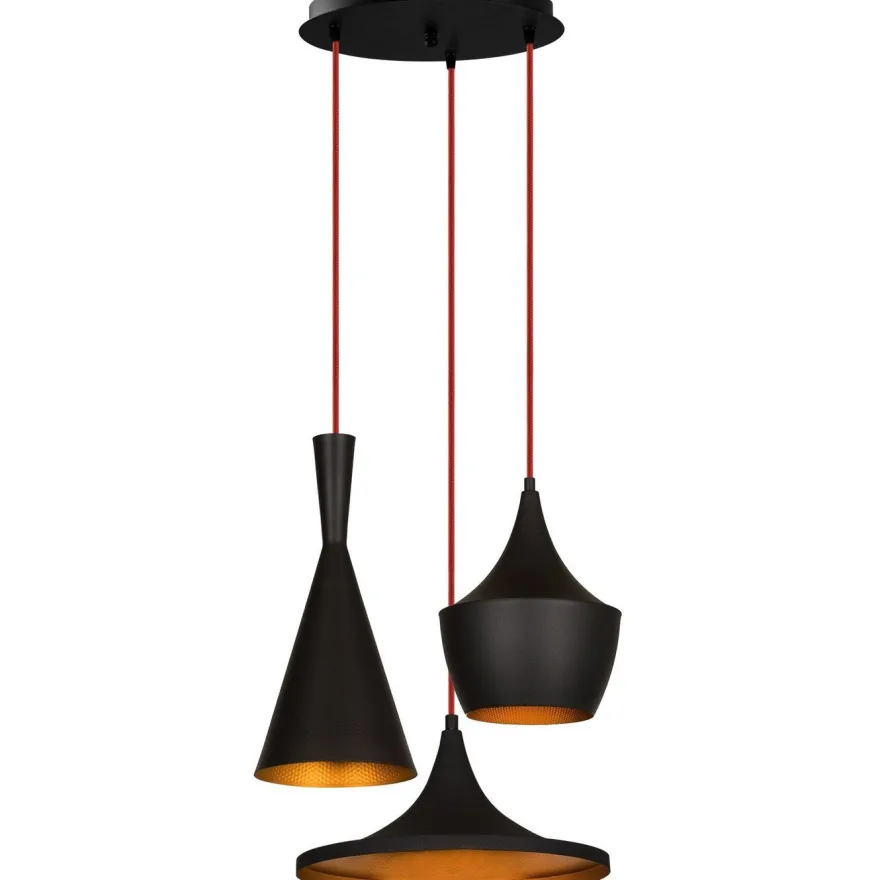 Kattovalaisin Linento Lighting Elmas, 3-osainen, pyöreä, musta