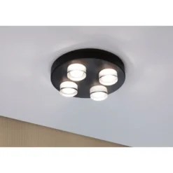 Kattovalaisin Paulmann Kame, Ø25cm, IP44, 3000K, 4x2000lm, 230V, 4x4.2W, signaalimusta