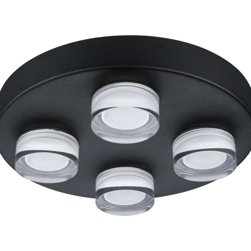 Kattovalaisin Paulmann Kame, Ø25cm, IP44, 3000K, 4x2000lm, 230V, 4x4.2W, signaalimusta