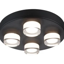 Kattovalaisin Paulmann Kame, Ø25cm, IP44, 3000K, 4x2000lm, 230V, 4x4.2W, signaalimusta