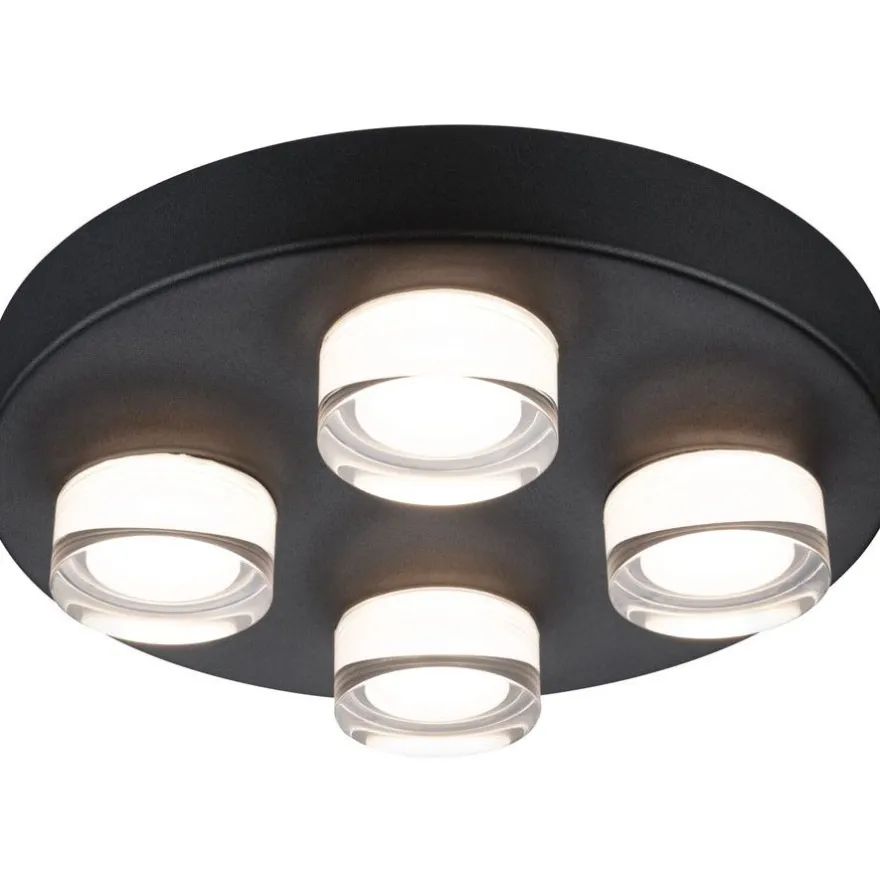 Kattovalaisin Paulmann Kame, Ø25cm, IP44, 3000K, 4x2000lm, 230V, 4x4.2W, signaalimusta