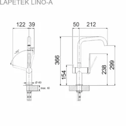 Keittiöallas Lapetek Luna-X 340-IFA + Lino-A -hana, rst