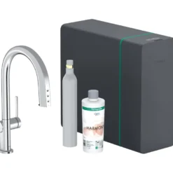 Keittiöhana Hansgrohe Aqittura M91 SodaSystem 210, ulosvedettävä juoksuputki 1jet, sBox, setti, kromi