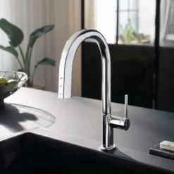 Keittiöhana Hansgrohe Aqittura M91 SodaSystem 210, ulosvedettävä juoksuputki 1jet, sBox, setti, kromi