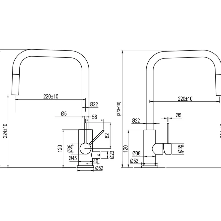 Keittiöhana Scandtap Steel Accent Square, ulosvedettävä juoksuputki