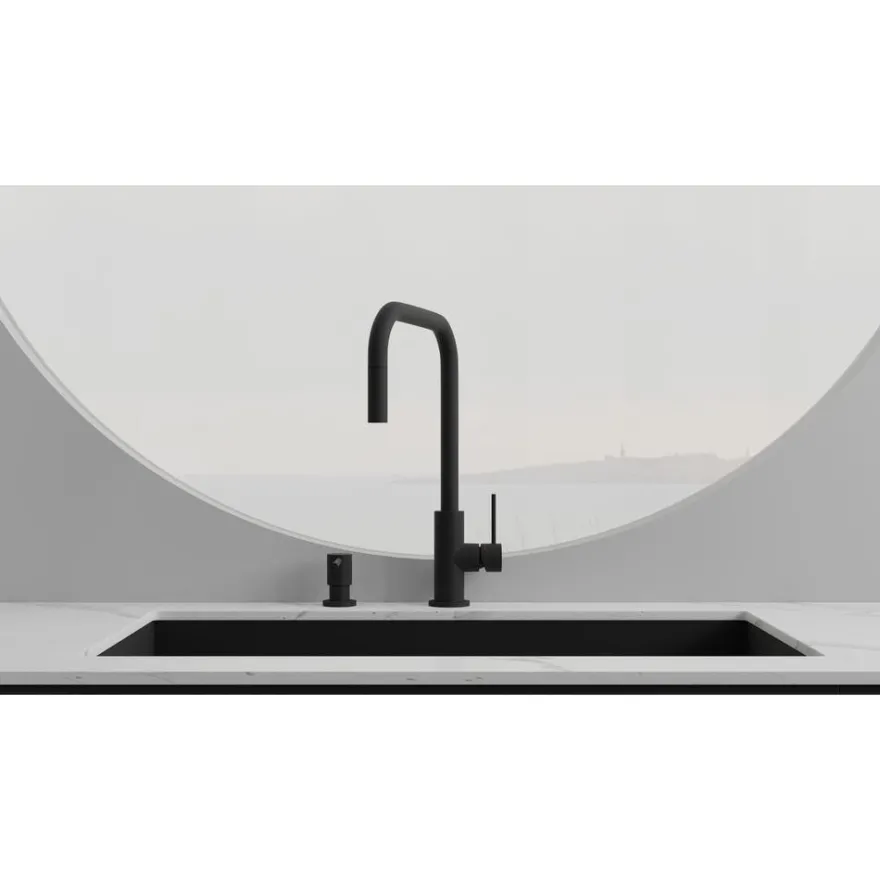 Keittiöhana Scandtap Steel Accent Square Coal, ulosvedettävä juoksuputki