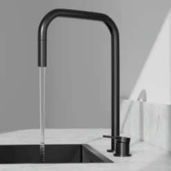 Keittiöhana Scandtap Steel Harmonized K2P Square Shadow, ulosvedettävä juoksuputki, musta