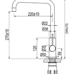 Keittiöhana Scandtap Steel Mood Coal D, APK-liitäntä, mattamusta