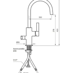 Keittiöhana Tapwell Arman ARM184, APK-liitäntä, Brushed Nickel