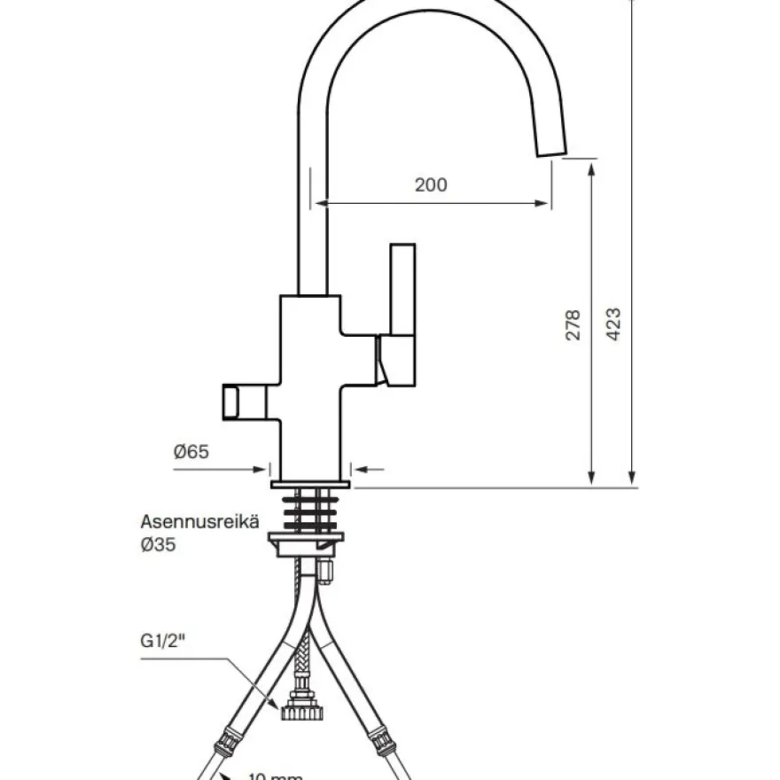 Keittiöhana Tapwell Arman ARM184, APK-liitäntä, Brushed Nickel