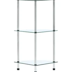 3-kerroksinen hylly läpinäkyvä 30x30x67 cm karkaistu lasi