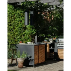 Kesäkeittiön kulmamoduuli Brafab Fornax, 74x74cm, musta/tiikki