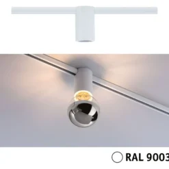 Kiskovalaisimen sovitin Paulmann URail E27 max 20W himmennettävä signaalivalkoinen