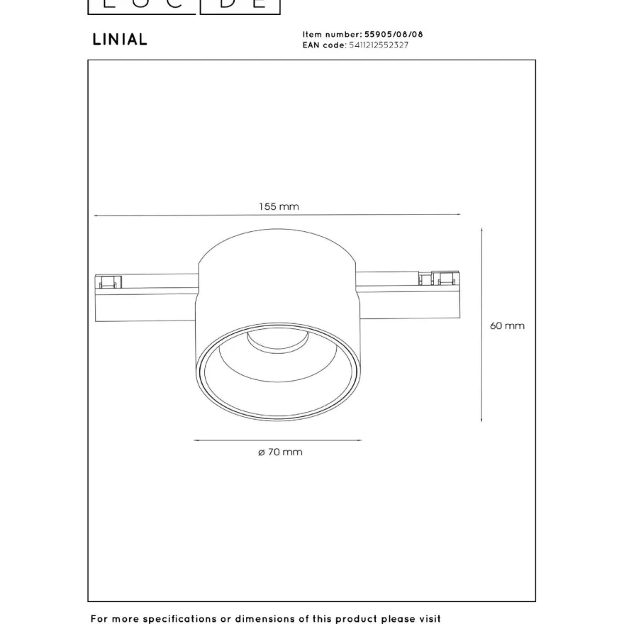 Kiskovalaisin Lucide Linial Lux, Ø7cm, IP20, 8W, harmaa