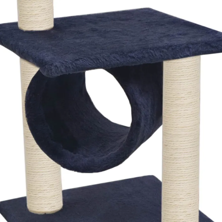 Kissan kiipeilypuu, sisal-pylväillä, 65cm, tummansininen