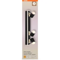 Kohdevalaisin Osram Decor Spot Mars Click-Select 3-osainen 3000K musta