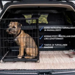 Koiran kuljetushäkki Trekker, kevytmetalli, musta, eri kokoja