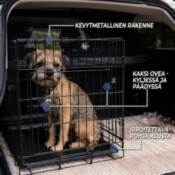 Koiran kuljetushäkki Trekker, kevytmetalli, musta, eri kokoja