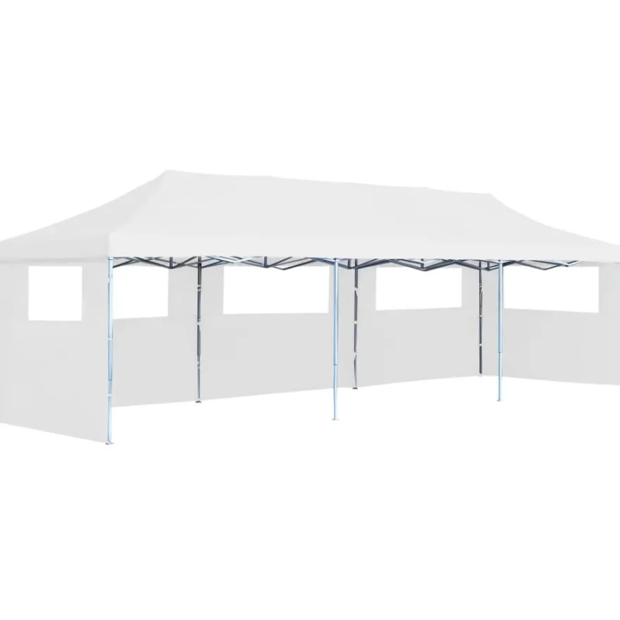 Kokoontaitettava pop-up juhlateltta 5 sivuseinää 3x9m valkoinen