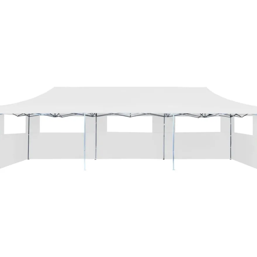 Kokoontaitettava pop-up juhlateltta 5 sivuseinää 3x9m valkoinen