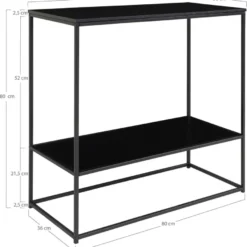 Konsolipöytä House Nordic Vita, 2 hyllyllä, 80x36x80cm
