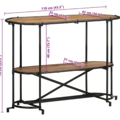 Konsolipöytä, massiivipuuta, 110x42x76 cm, eri materiaalivaihtoehtoja (42382)