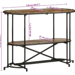 Konsolipöytä, massiivipuuta, 110x42x76 cm, eri materiaalivaihtoehtoja (42382)