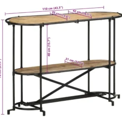 Konsolipöytä, massiivipuuta, 110x42x76 cm, eri materiaalivaihtoehtoja (42382)