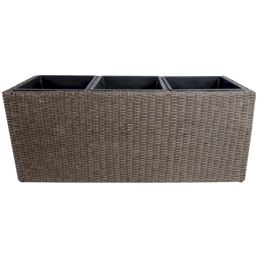 Kukkalaatikko Home4You Wicker, 110x39x45cm, tummanruskea