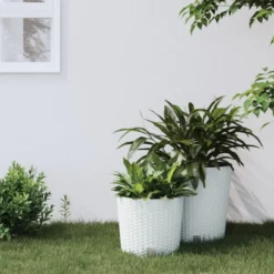 Kukkalaatikko irrotettava sisus valkoinen 15/15,3 l PP rottinki