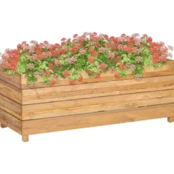 Kukkalaatikko 100x40x38 cm kierrätetty tiikki ja teräs