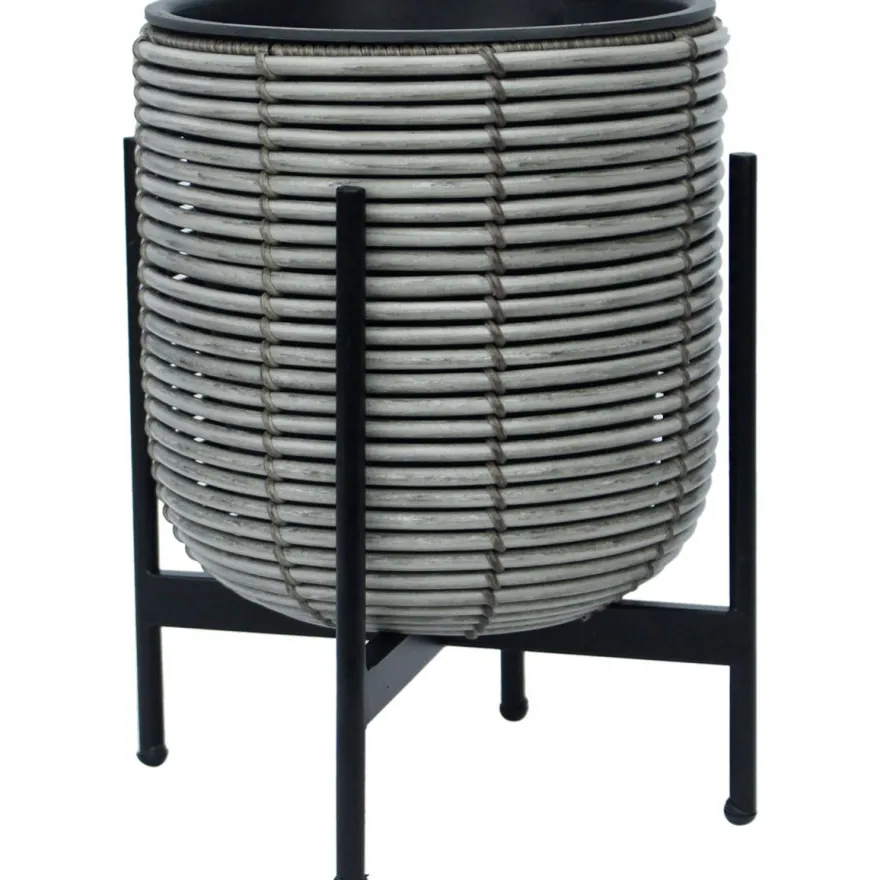 Kukkaruukku Home4You WICKER telineen kanssa 30x30xK38 cm, eri värejä