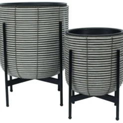 Kukkaruukku Home4You WICKER telineen kanssa 30x30xK38 cm, eri värejä