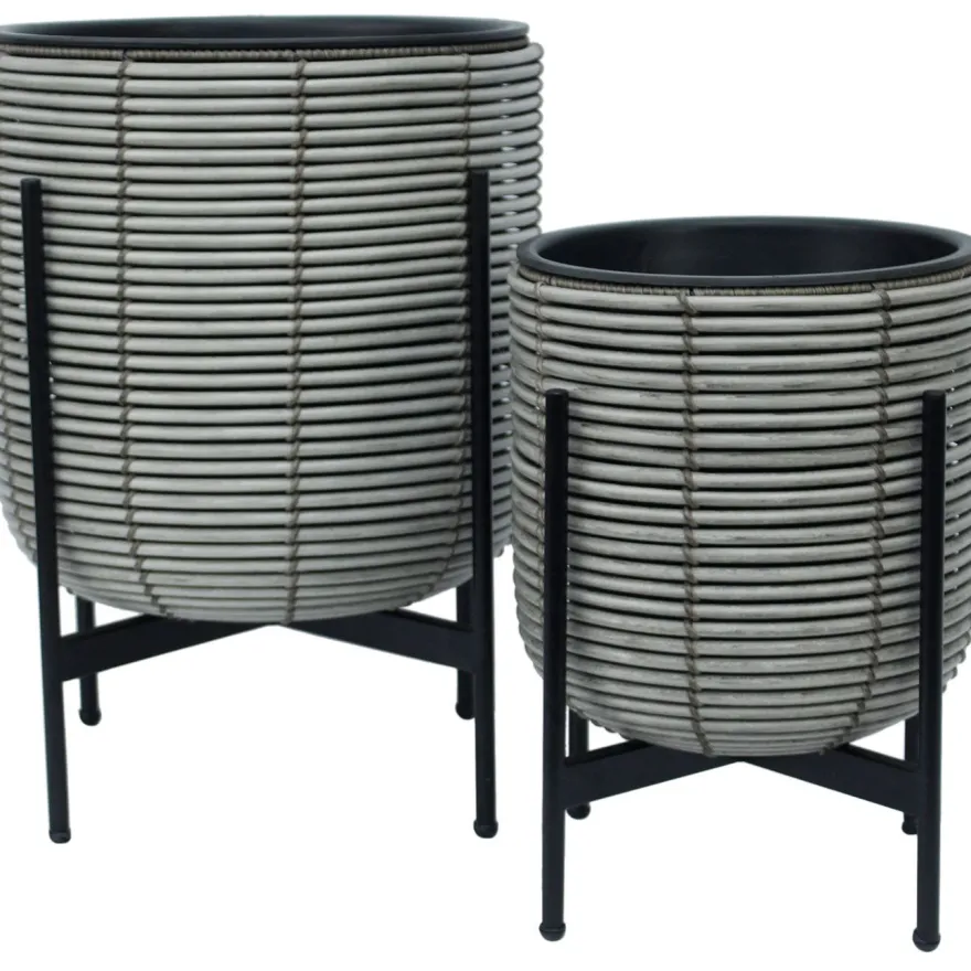 Kukkaruukku Home4You WICKER telineen kanssa 30x30xK38 cm, eri värejä