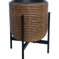 Kukkaruukku Home4You WICKER telineen kanssa 30x30xK38 cm, eri värejä